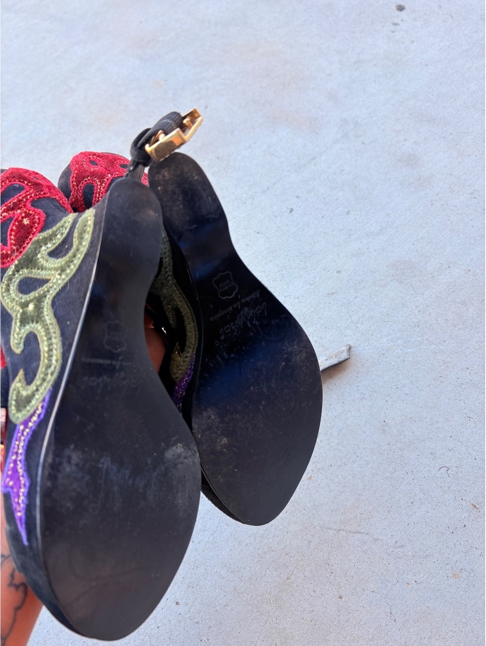 Y2K Vintage RARE Baby Phat Wedge Heel Platforms Colorful Stone Embellishment - Picture 8 of 8